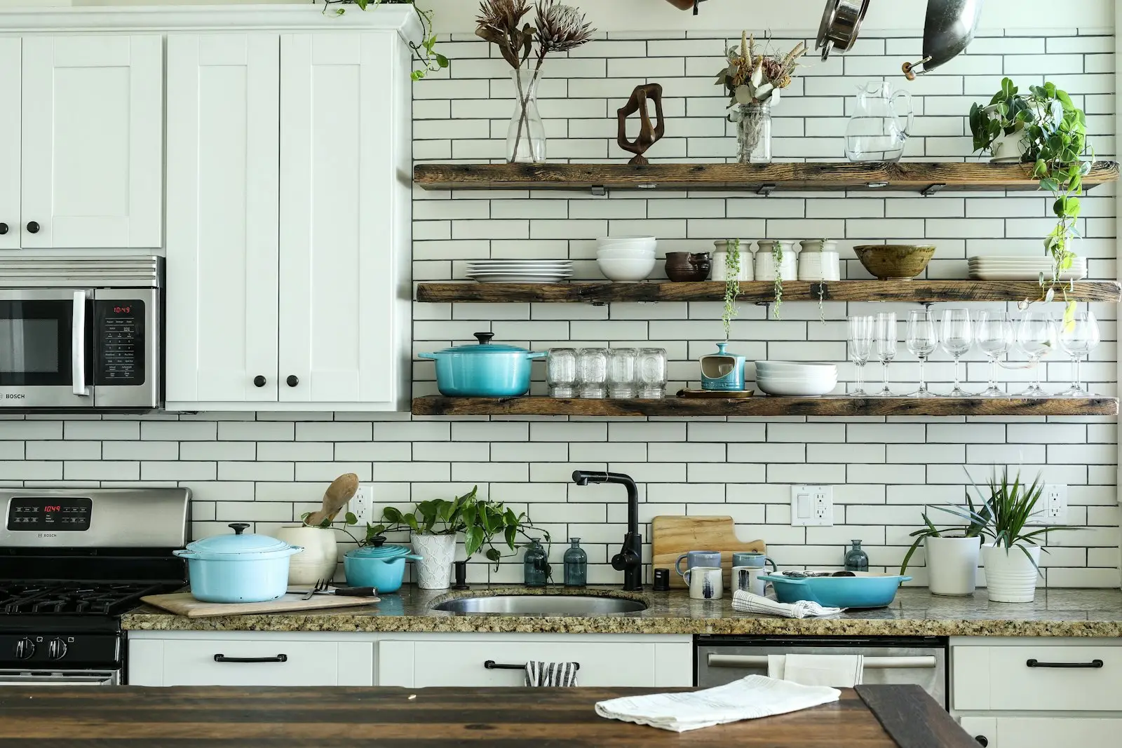 A bright residential kitchen with cabinets and counters. Hinsdale.