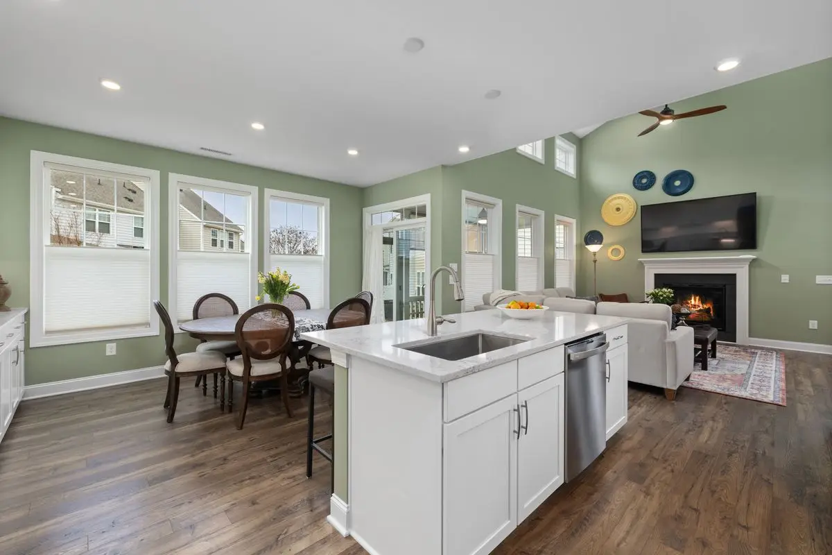 A bright residential kitchen with cabinets and counters. Hinsdale.